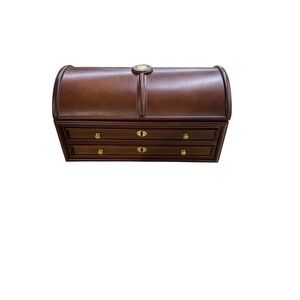 Vintage‎ Wooden Coin Collectors Chest Roll Top Storage Box Display Case